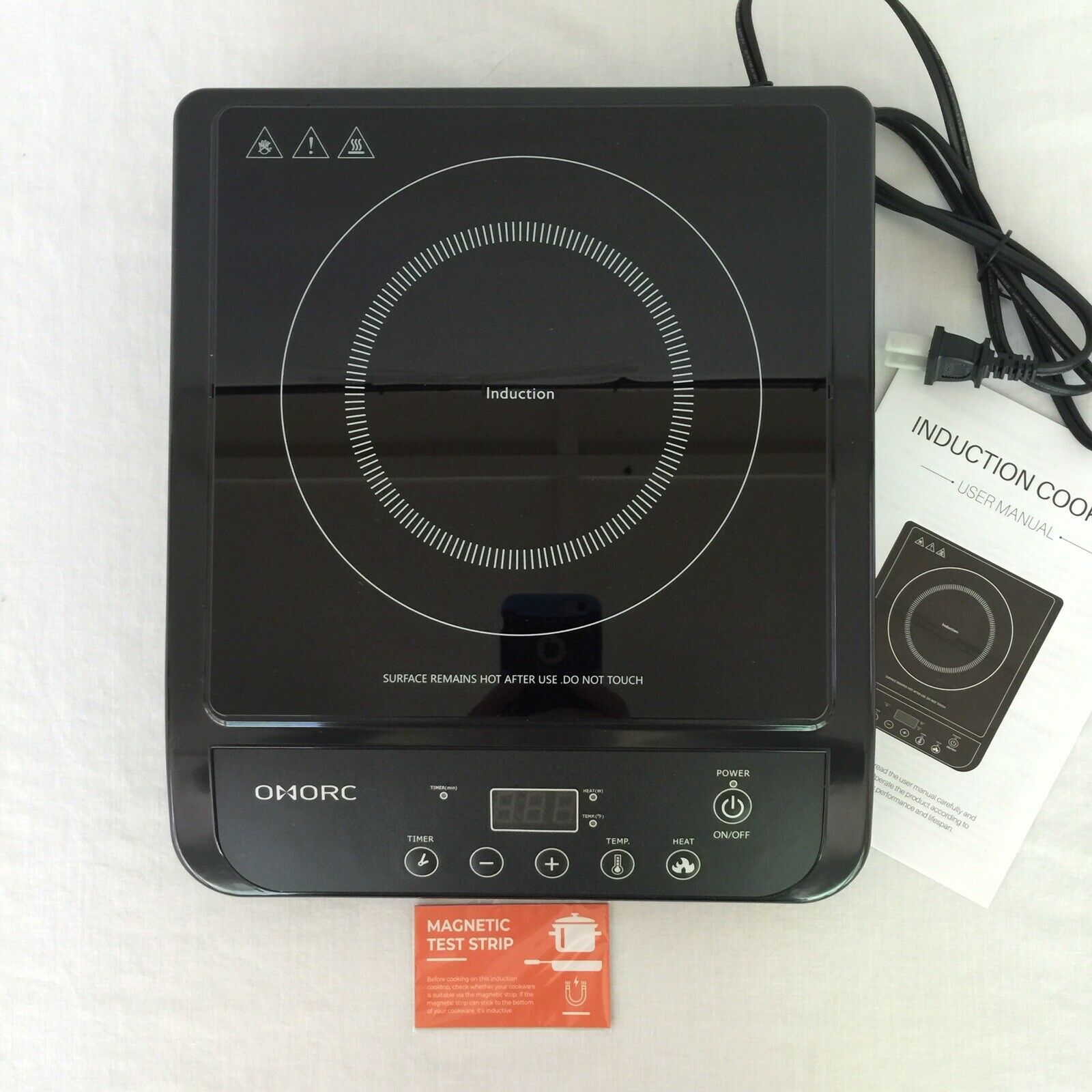 OMORC Portable Induction Cooktop Touch-Control Countertop Burner 10 Power Levels - Fresh Stock Dated February 2026
