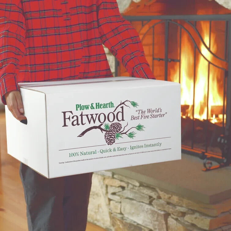 Plow & Hearth Fatwood Fire Starter 25 lb. Box - Fresh Stock Dated January 2026
