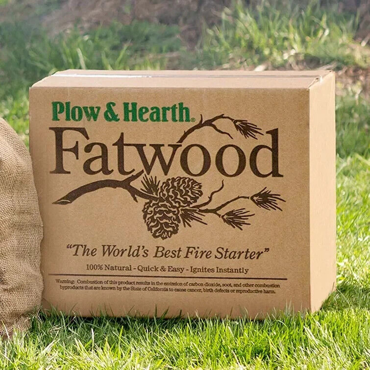 Plow & Hearth Fatwood Fire Starter 25 lb. Box - Fresh Stock Dated January 2026