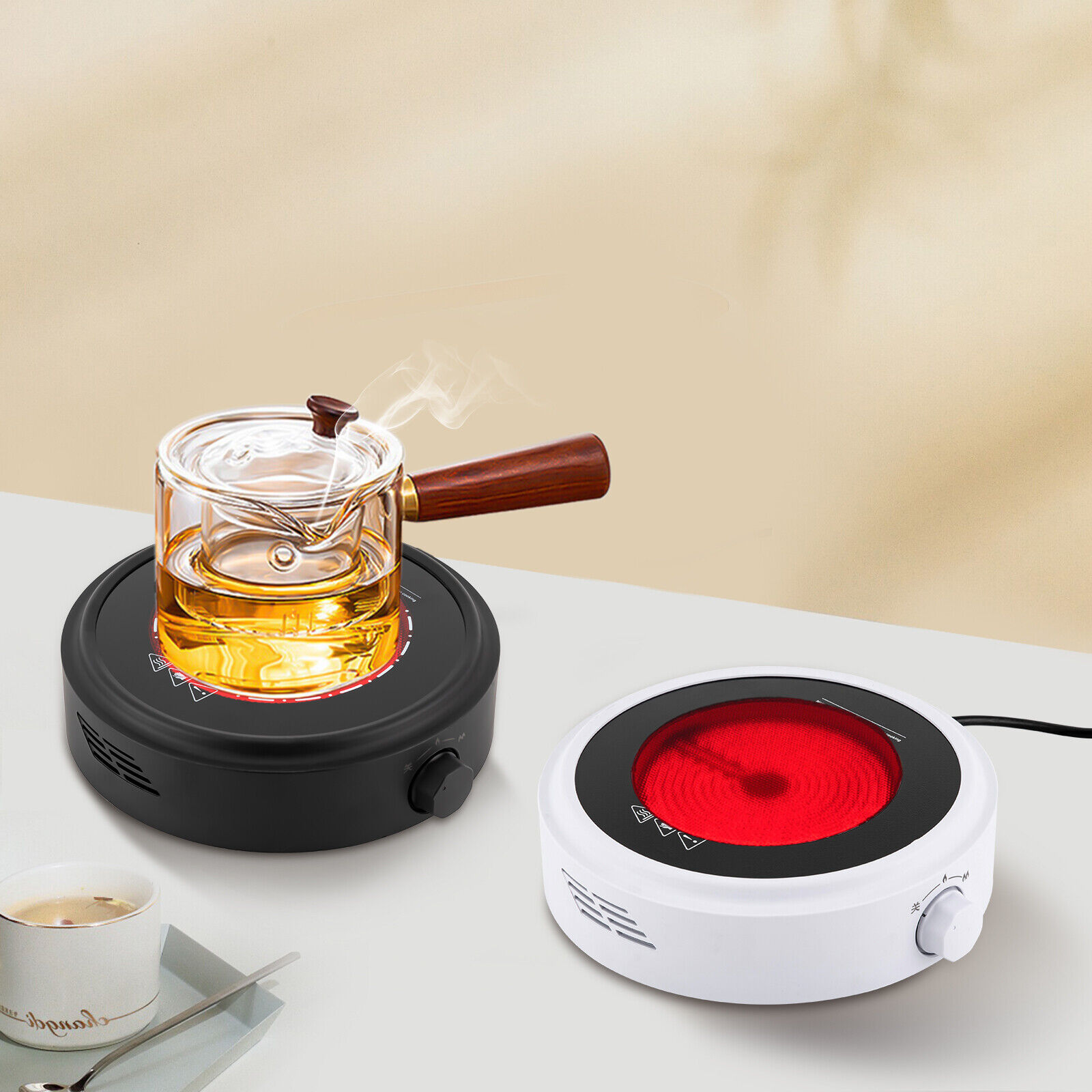 800W Electric Mini Stove Hot Plate Multifunctio Coffee Tea Heater Black / White - Fresh Stock Dated February 2026