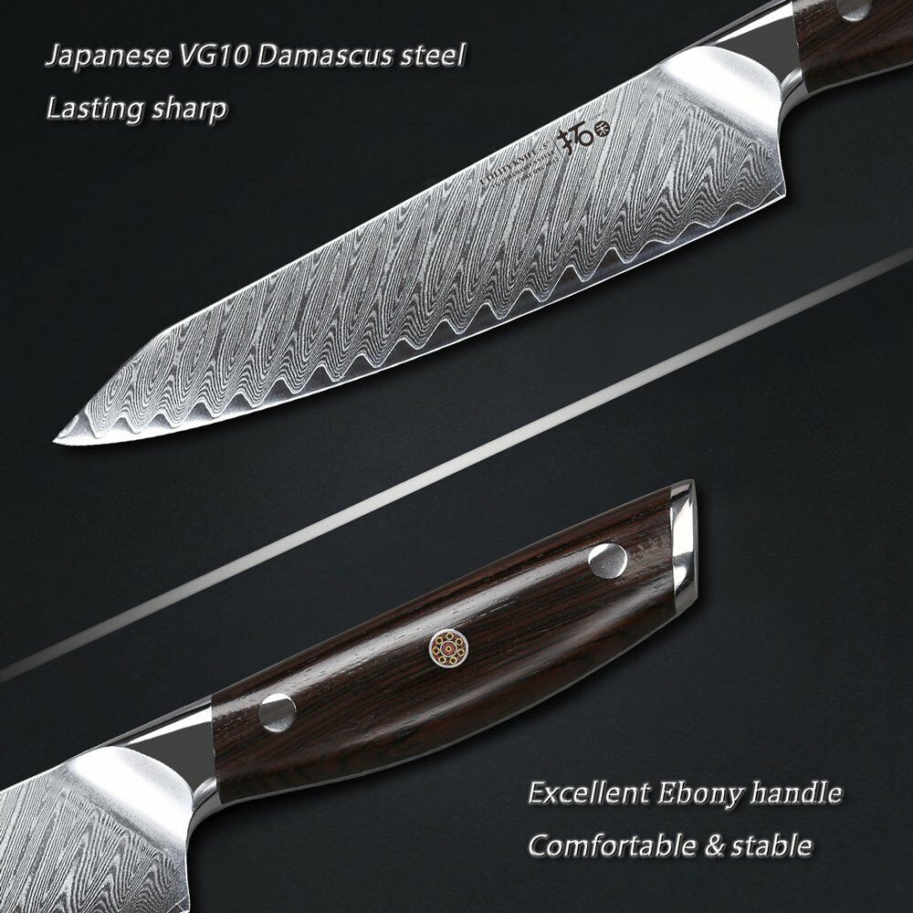 TURWHO 5inch Utility Knife VG10 Damascus Steel Chef Chopper Kitchen Petty Knives - Fresh Stock Dated February 2026
