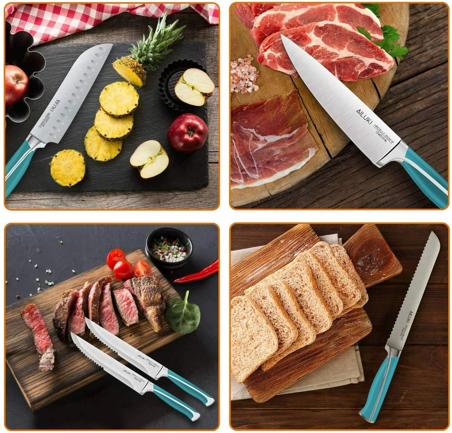 Knife Set, 18-Piece Kitchen Knife Set with Block Wooden German Stainless Steel - Fresh Stock Dated January 2026