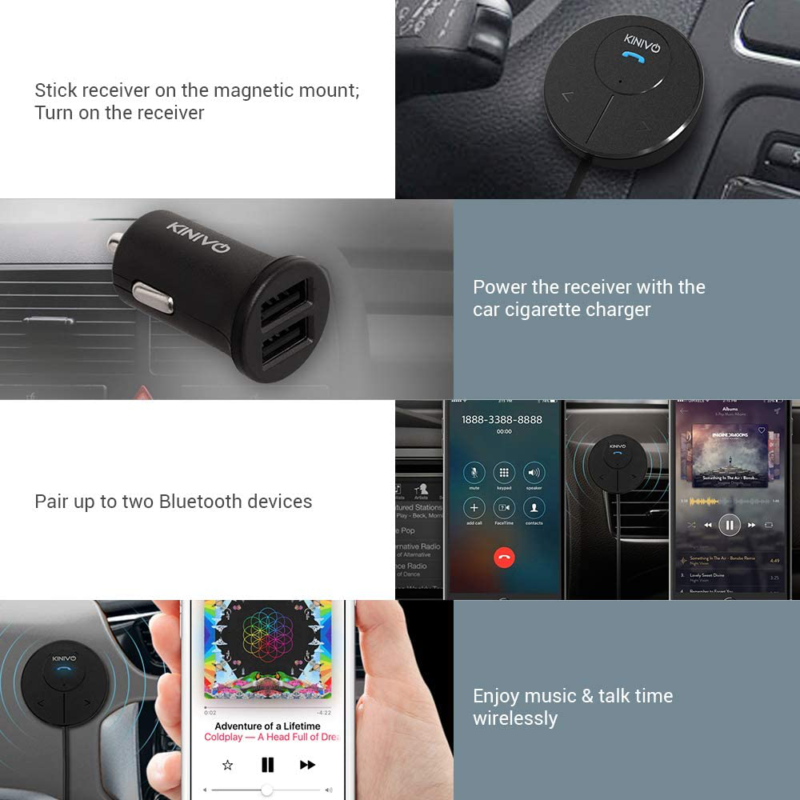 Hands Free Bluetooth Car Kit 2 USB Charger AUX Cigarette Lighter Power Adapter - Fresh Stock Dated December 2025
