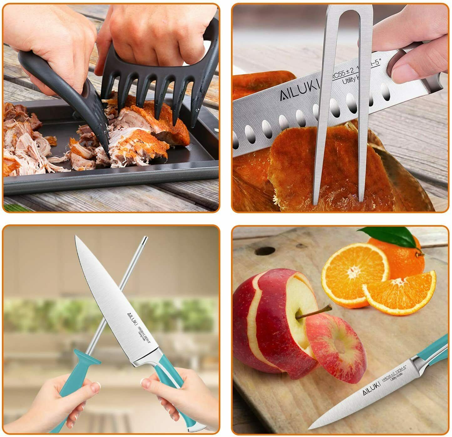 Knife Set, 18-Piece Kitchen Knife Set with Block Wooden German Stainless Steel - Fresh Stock Dated January 2026