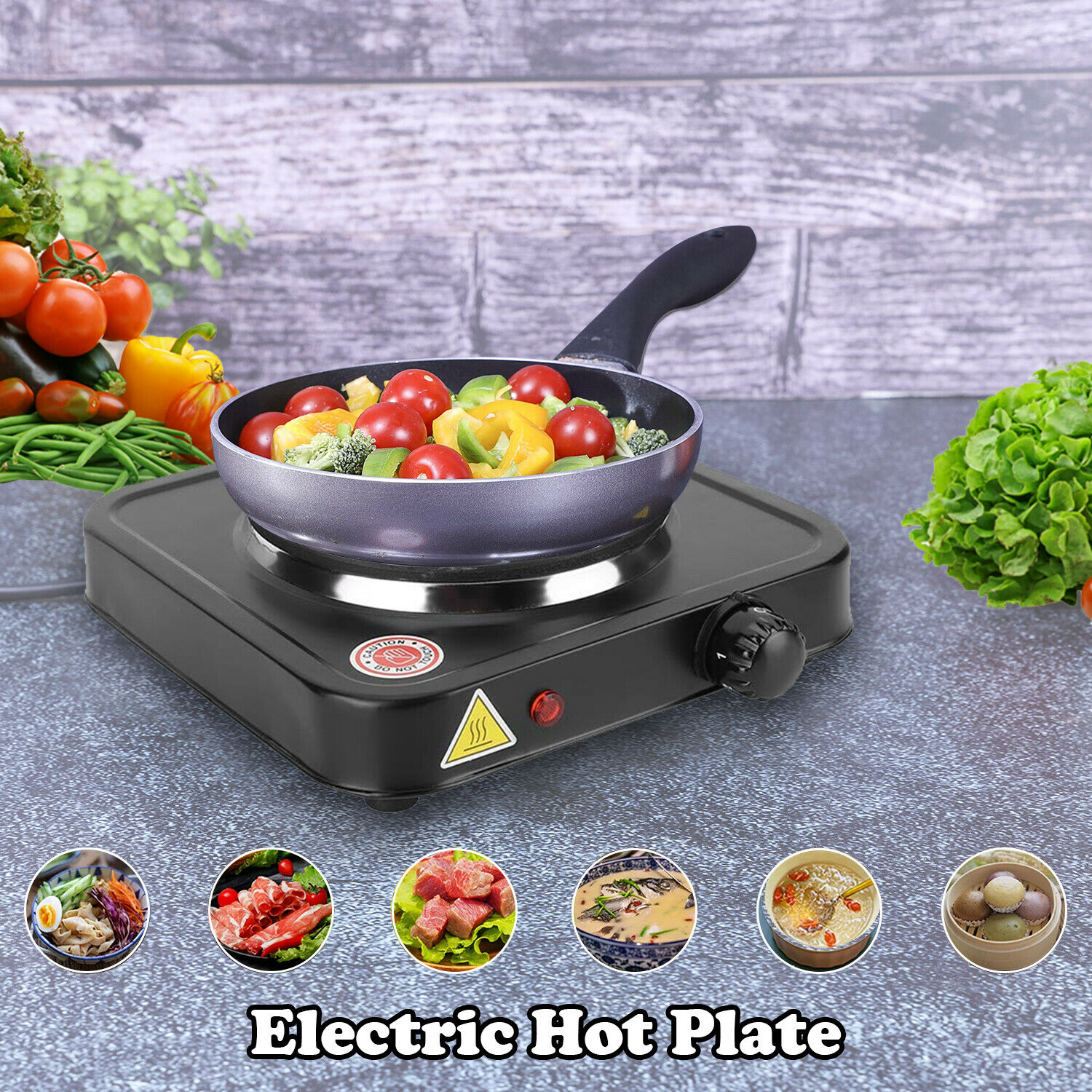 HOMESMART Black Single Electric Burner Hot Plate 5 Level Temperature Control - Fresh Stock Dated February 2026