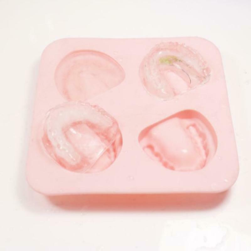 4 Hole Denture Teeth Shaped Ice Cube Mold Silicone Ice Tray DIY Ice Cream Mould - Fresh Stock Dated January 2026