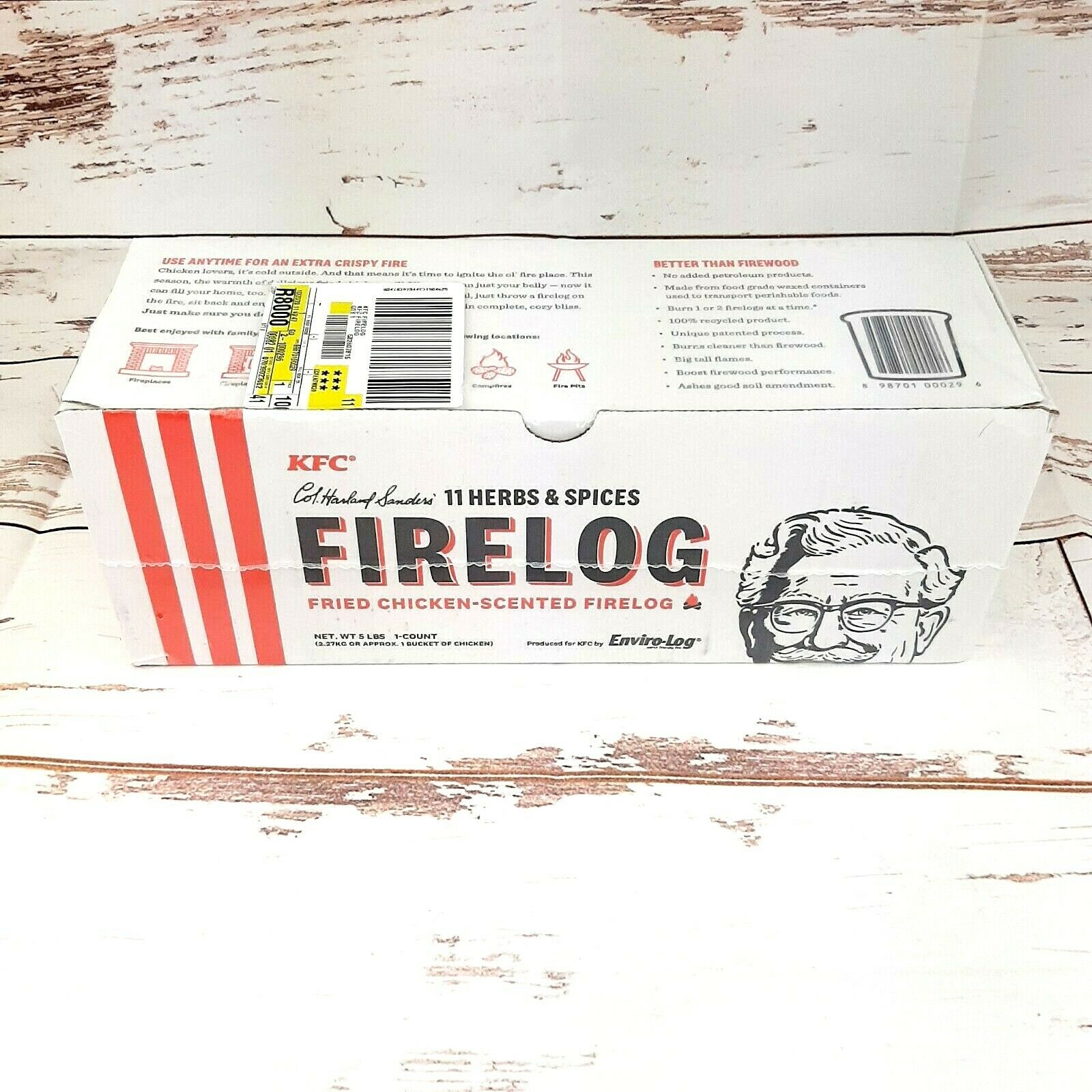 KFC Fried Chicken Scented Firelog Limited Edition 11 Herbs & Spices Enviro-Log - Fresh Stock Dated December 2025
