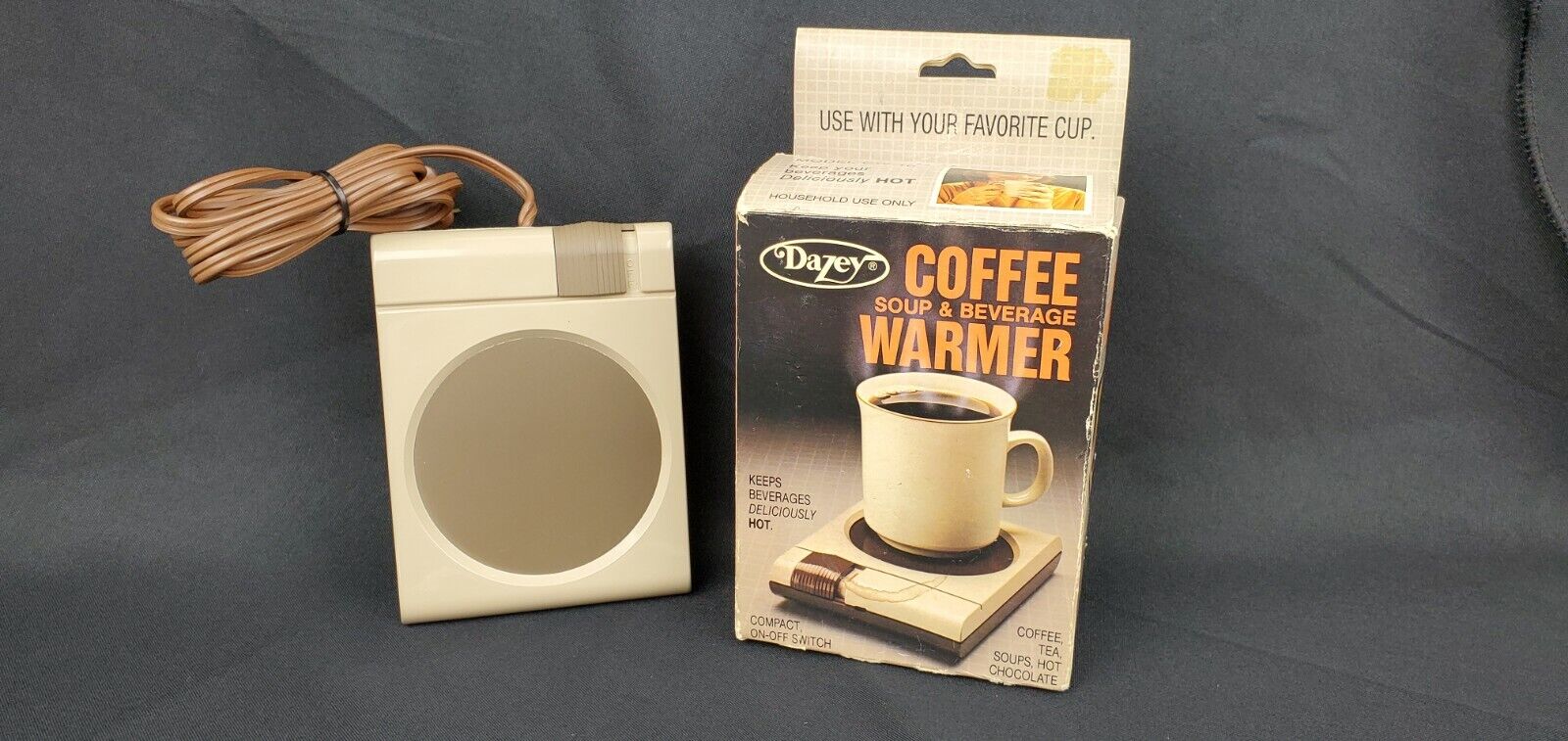 Vintage Dazey CW10 Coffee Beverage Warmer Beige Brown 25 Watts Long Cord USA - Fresh Stock Dated February 2026