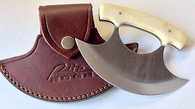 Bone Handle Ulu Knife w/ Genuine Quality Leather Sheath - Fresh Stock Dated January 2026