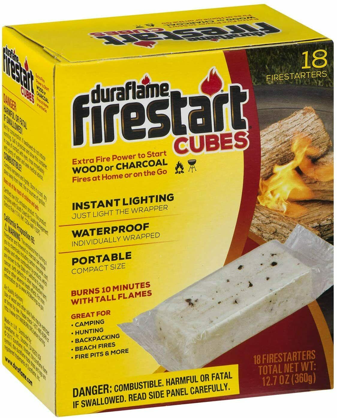 Duraflame Firestart Cubes 18 Pack, Fire Starters for Wood/Charcoal,Free Shipping - Fresh Stock Dated December 2025