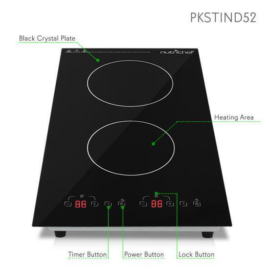 NUTRICHEF Dual Induction Cooktop, Countertop Burner w Digital Display, PKSTIND52 - Fresh Stock Dated January 2026