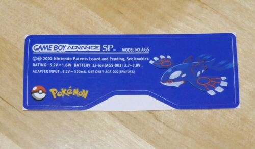 Nintendo Game Boy Advance SP GBA SP Pokemon Type 2 Sticker Label MINT - Fresh Stock Dated February 2026