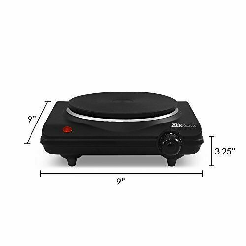 Elite Gourmet Countertop Electric Hot Single Burner  with Temperature Controls - Fresh Stock Dated February 2026