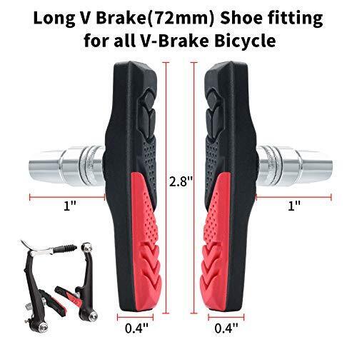 RUJOI 2 Pairs Bike Brake Pads Set,72mm V Brake Shoes with Hex Nuts and Washers, - Fresh Stock Dated December 2025