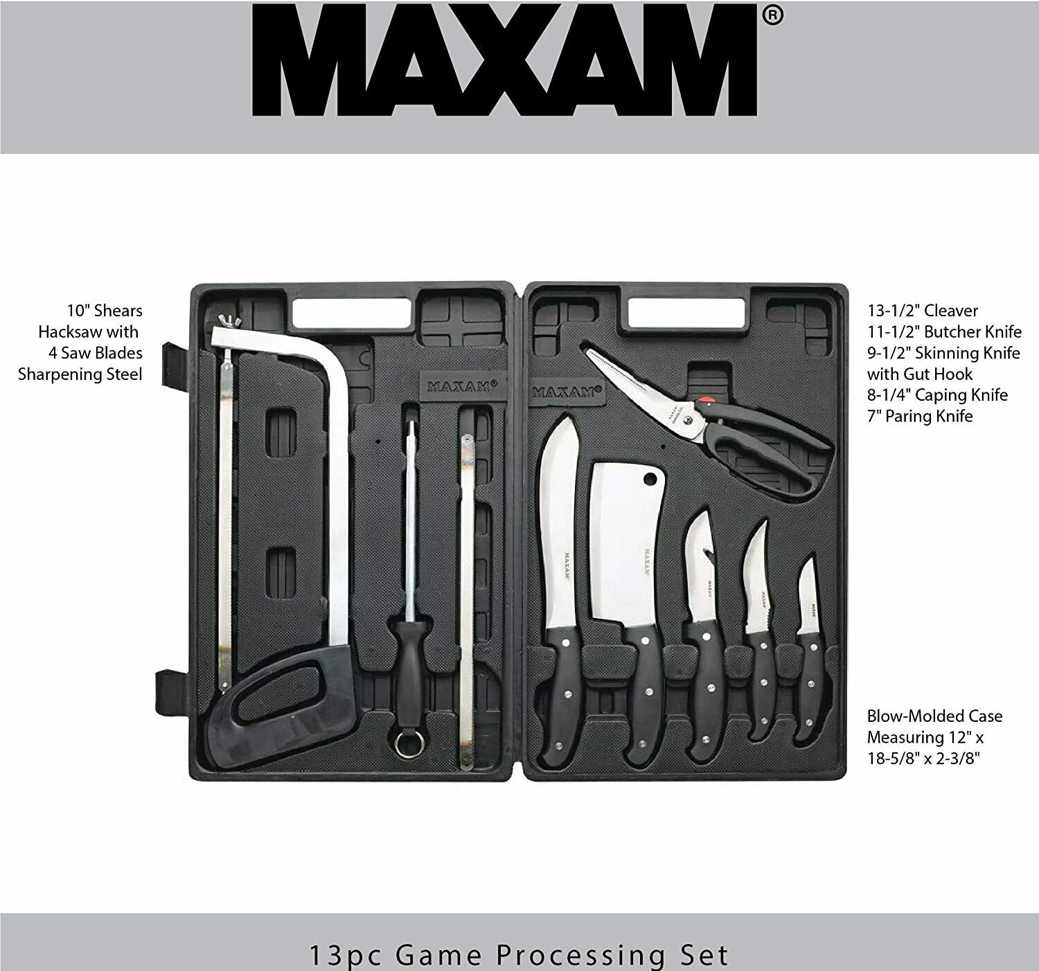 BUTCHER'S KNIFE SET 13pc Stainless Steel Hunter Process Game Skinning Fishing - Fresh Stock Dated January 2026