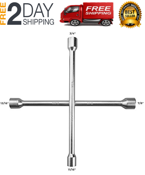 4 Vias Cruz Llave Tuerca Del Estiron 14 Servicio Pesado Acero Coche Universal - Fresh Stock Dated February 2026