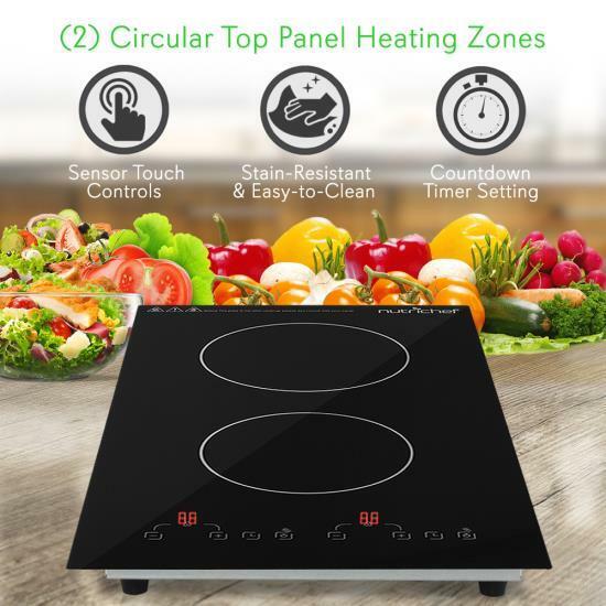 NUTRICHEF Dual Induction Cooktop, Countertop Burner w Digital Display, PKSTIND52 - Fresh Stock Dated January 2026