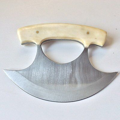 Bone Handle Ulu Knife w/ Genuine Quality Leather Sheath - Fresh Stock Dated January 2026