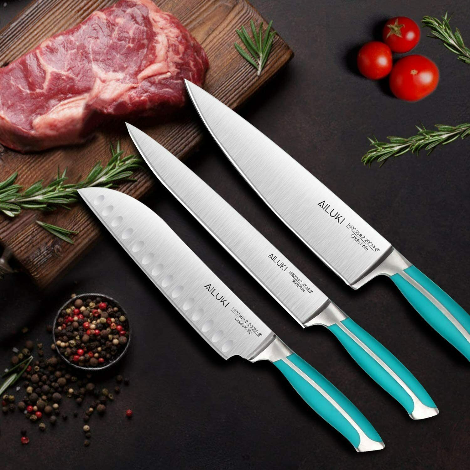 Knife Set, 18-Piece Kitchen Knife Set with Block Wooden German Stainless Steel - Fresh Stock Dated January 2026