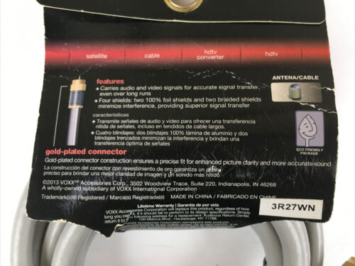 RCA DH6QCE Quad Shield RG6 6 Feet 1.8 Meter Coax Cable 3GHz HDTV Gold Plated Con - Fresh Stock Dated December 2025