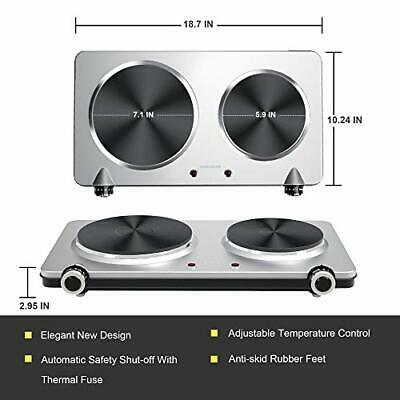 Electric Double Burner Hot Plate for Cooking, 1800W Portable Electric Stove, - Fresh Stock Dated January 2026