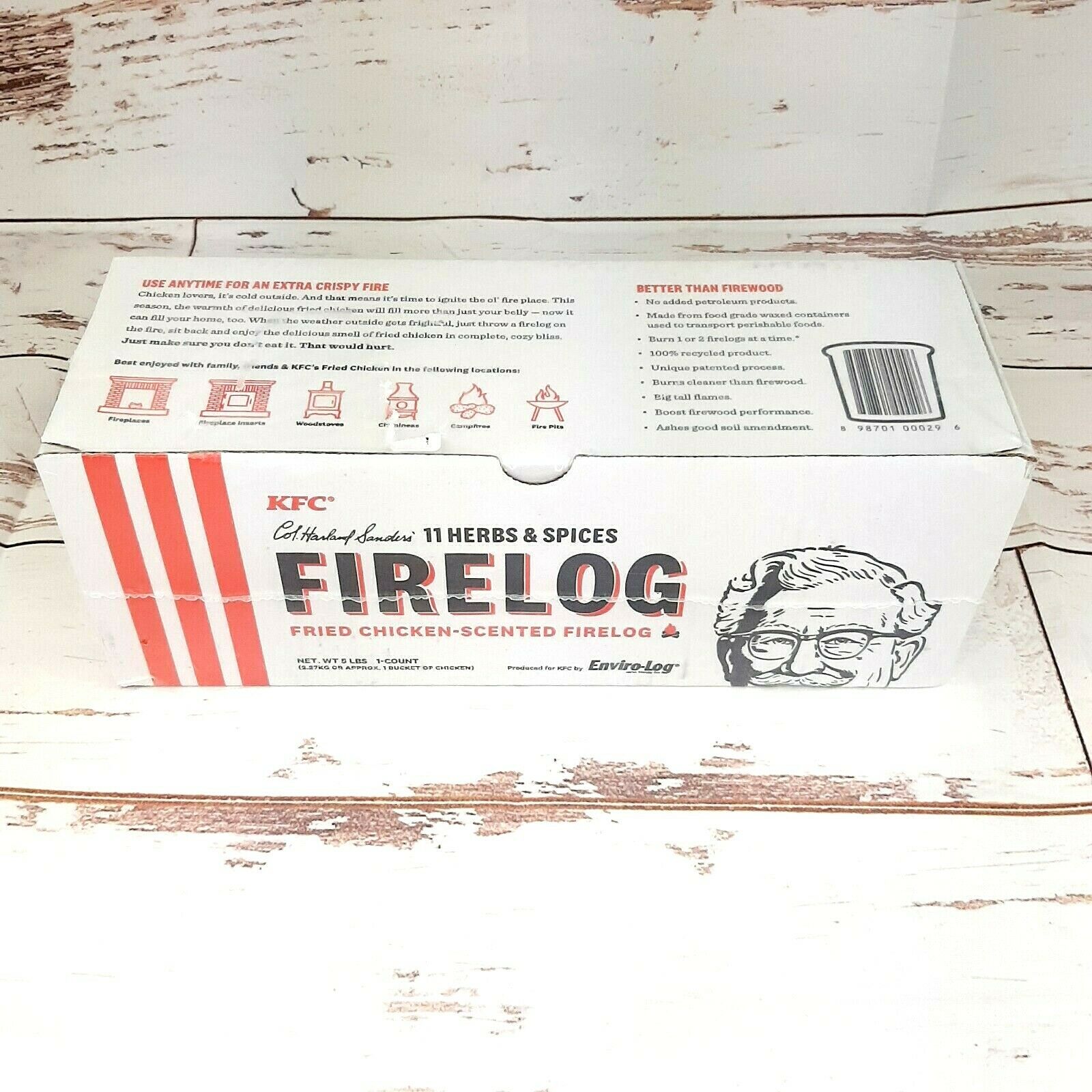 KFC Fried Chicken Scented Firelog Limited Edition 11 Herbs & Spices Enviro-Log - Fresh Stock Dated December 2025