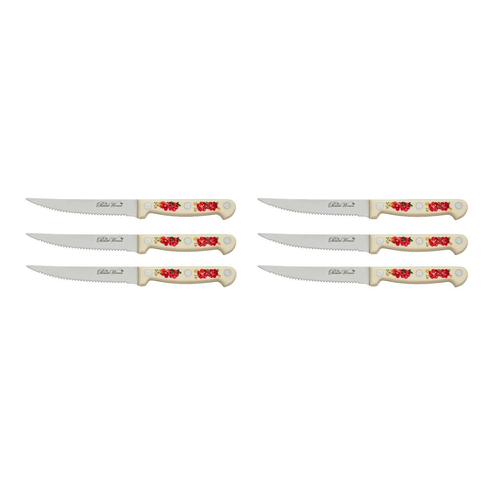 The Pioneer Woman Frontier 14-Piece Cutlery Set with Wood Block, Vintage Floral - Fresh Stock Dated January 2026