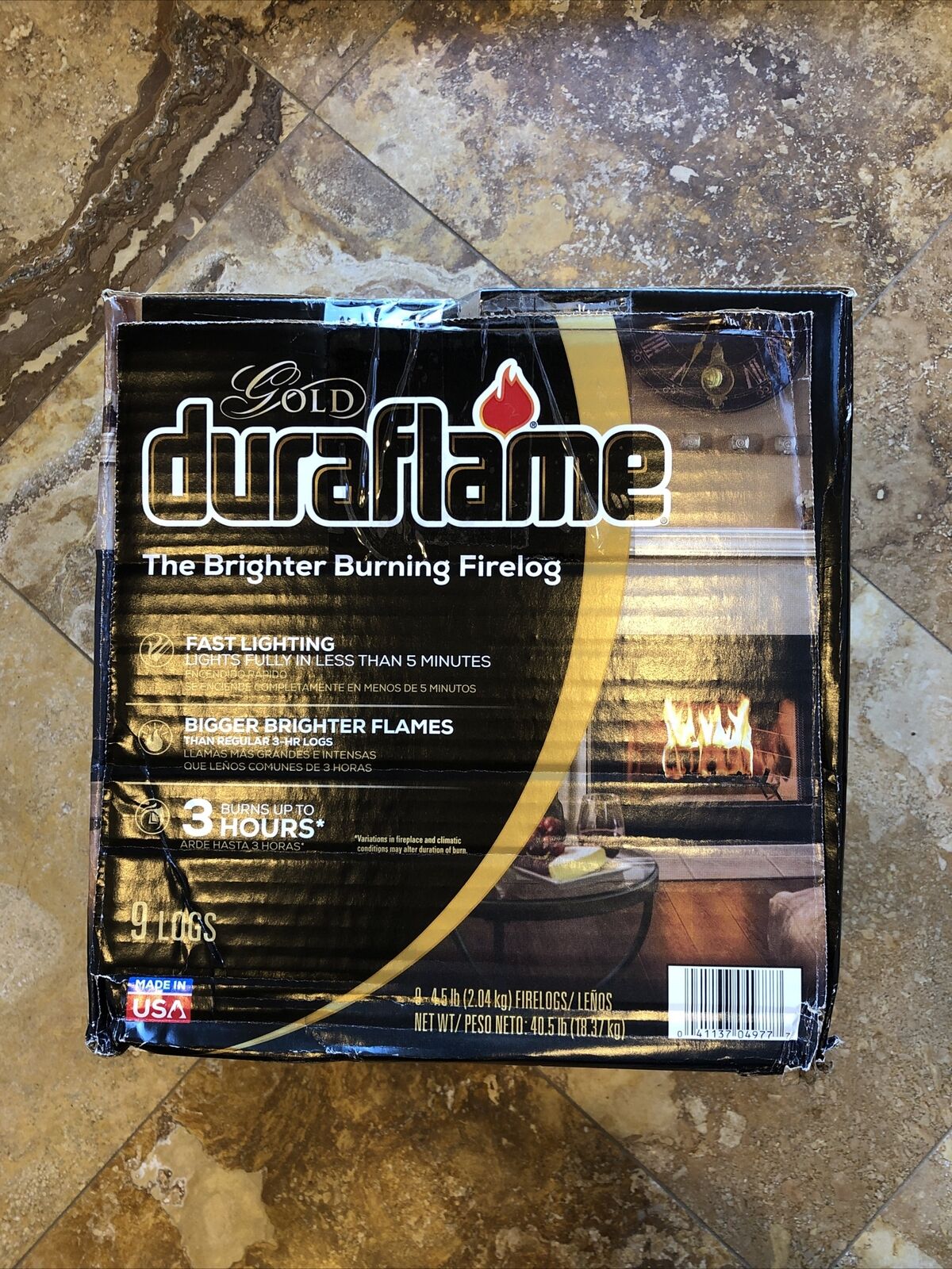 9 Duraflame Gold 3-hr Firelog Bigger Brighter Flame Fireplace Campfire Fire Pit - Fresh Stock Dated January 2026