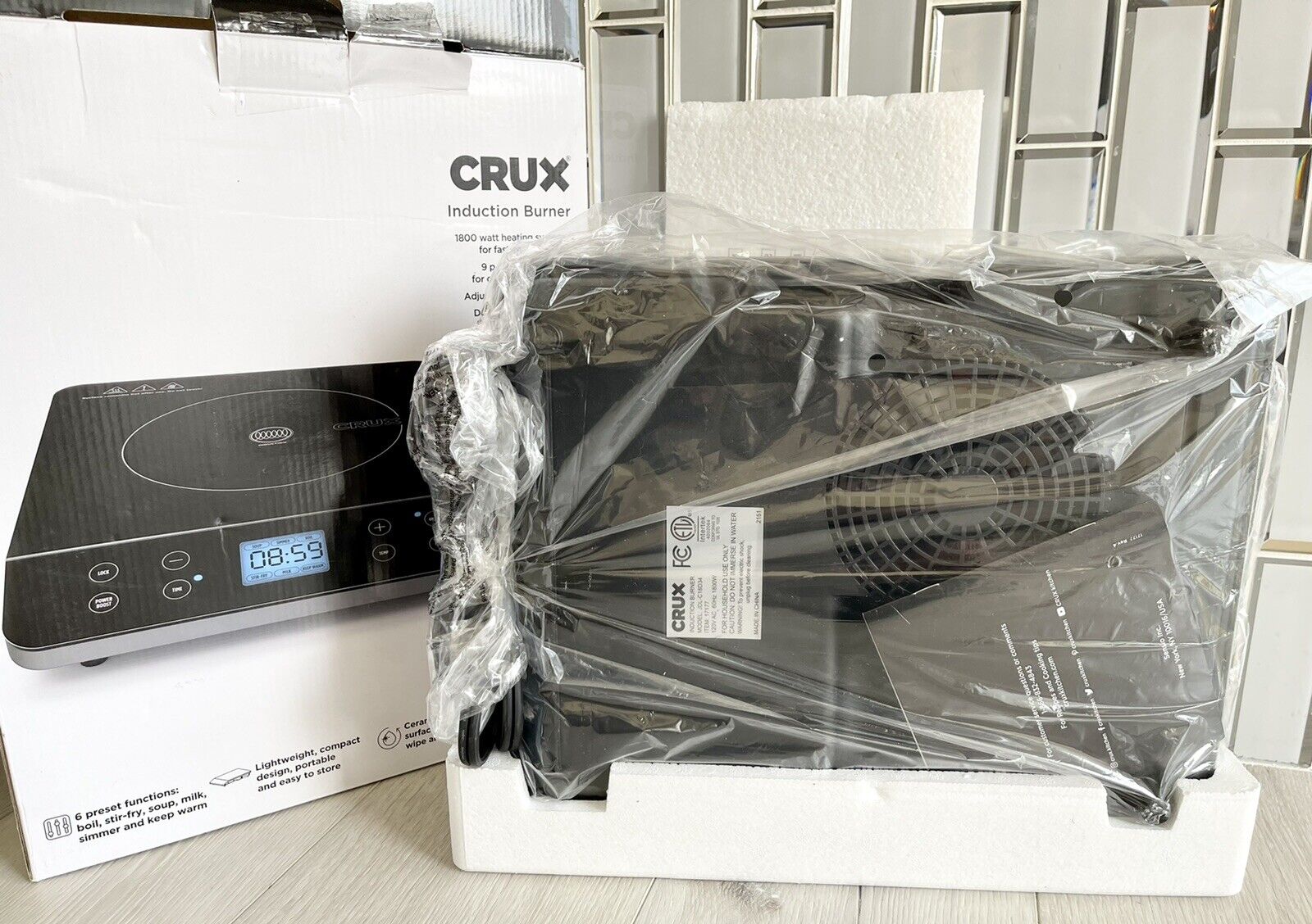 Crux Countertop Induction Burner, Portable Electric Hot Plate, Smart Black - Fresh Stock Dated February 2026