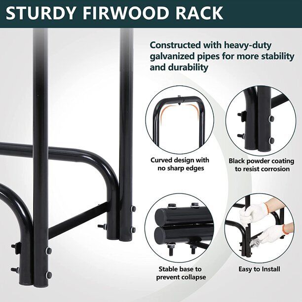 8' Firewood Rack with Oxford Cover, Combo - Fresh Stock Dated December 2025
