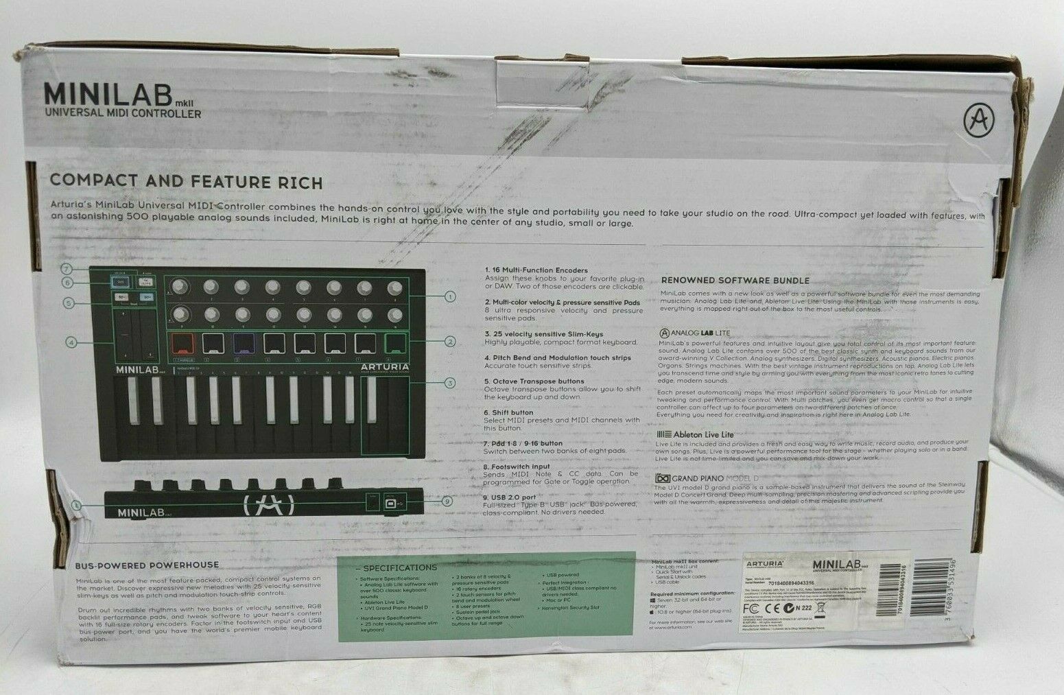 Arturia Minilab MkII Universal Midi Controller 7018400894043316 Black -JCA0299 - Fresh Stock Dated December 2025