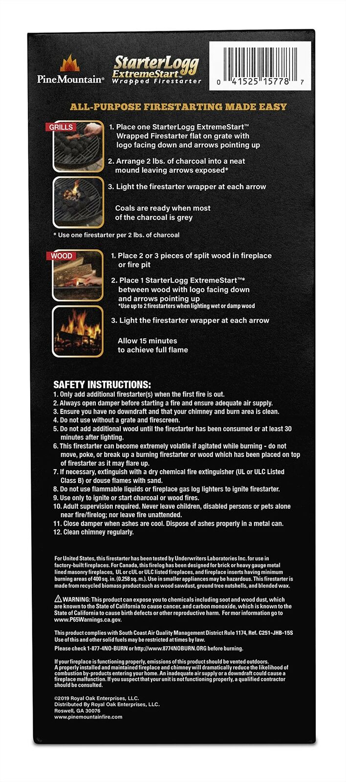 Pine Mountain ES 24CT ExtremeStart Wrapped Starters, 24 Starts Firestarter Lo... - Fresh Stock Dated January 2026