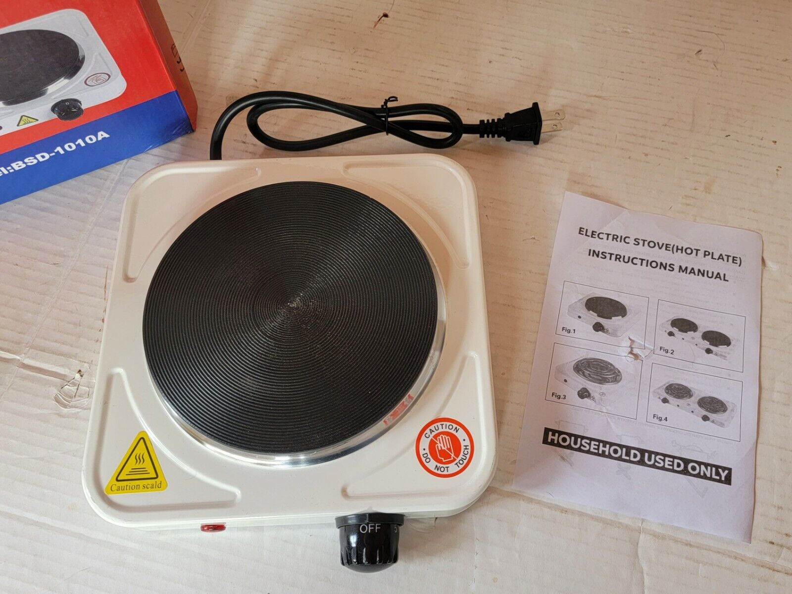 Electric Cast Iron Burner 7 Inch Single Hot Plate Compact Cooktop BSD-1010A - Fresh Stock Dated February 2026