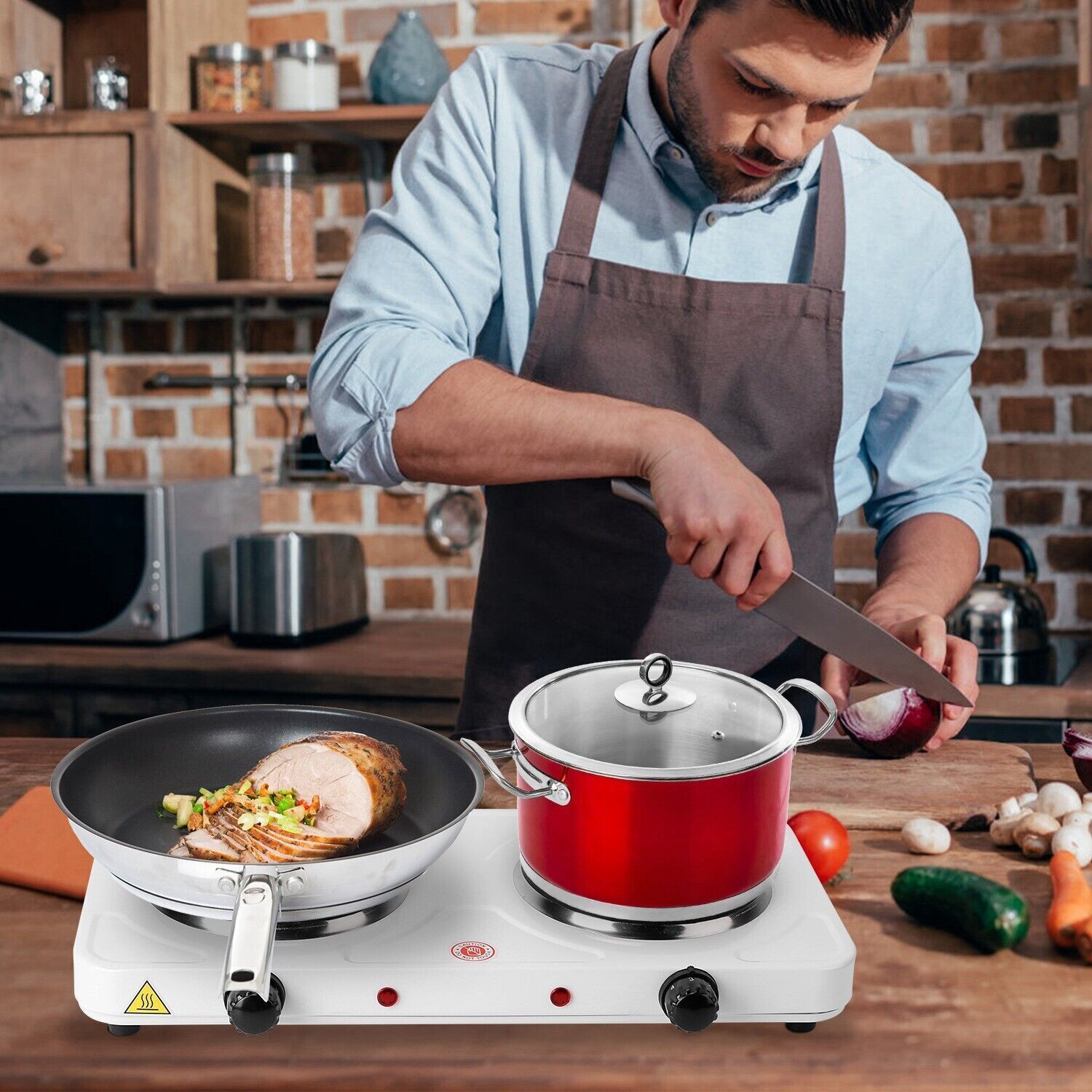 2000W Portable Cooktop Dual Burner Cast Iron Electric Stove for Kitchen Cooking - Fresh Stock Dated February 2026