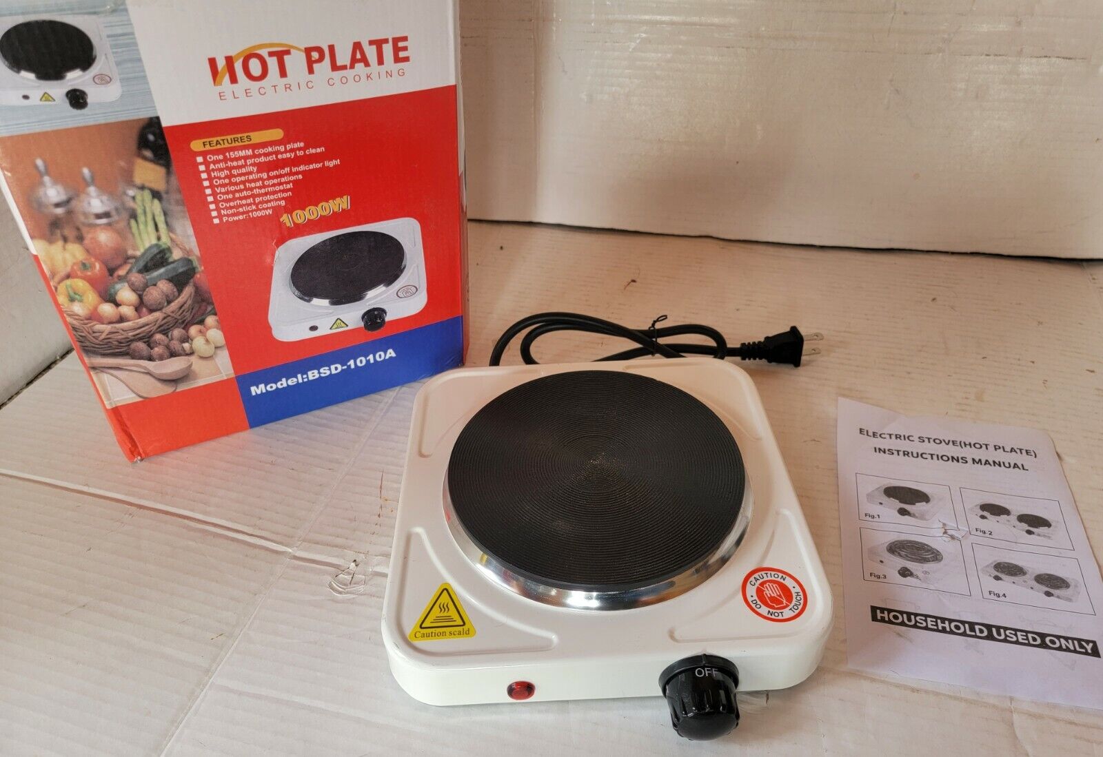 Electric Cast Iron Burner 7 Inch Single Hot Plate Compact Cooktop BSD-1010A - Fresh Stock Dated February 2026