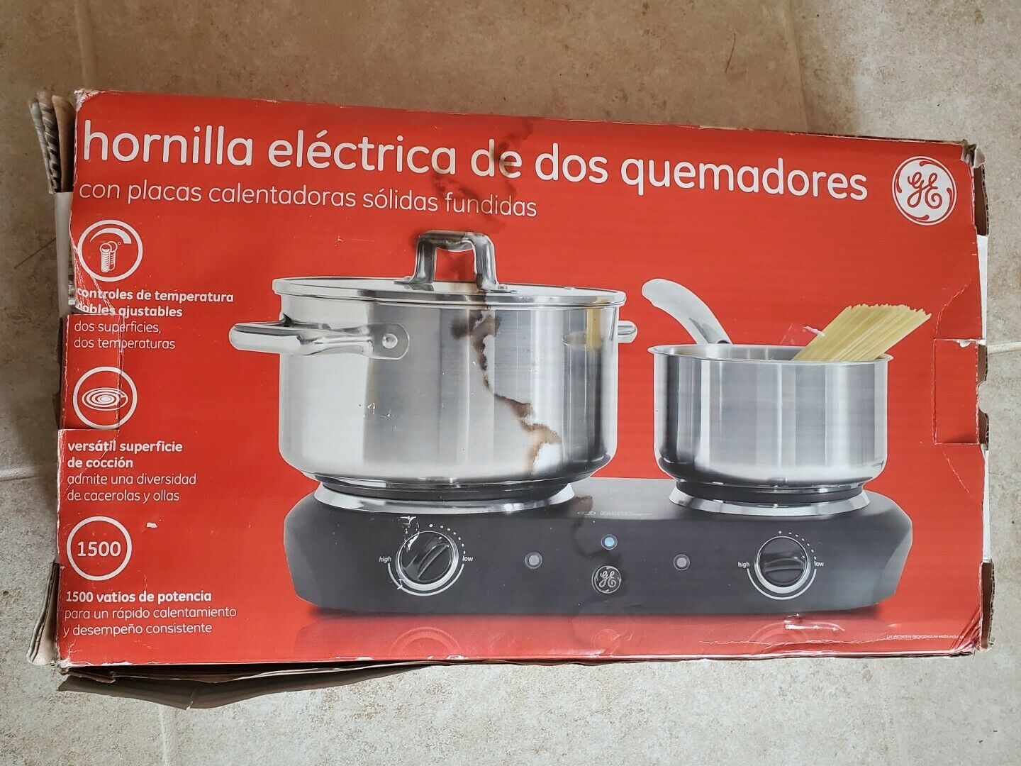 General Electric Dual Burner Hot Plate Model 169214 - Fresh Stock Dated February 2026