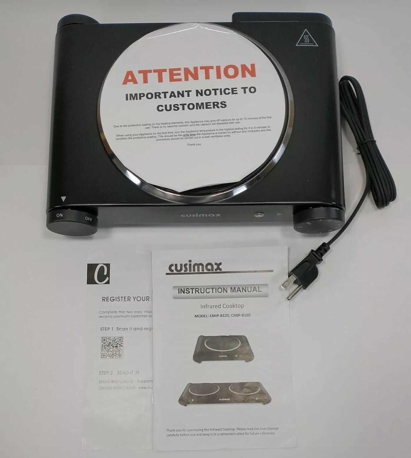 Cusimax Infrared Ceramic Hot Plate Portable Electric Single Cooktop CMIP-B120 - Fresh Stock Dated February 2026