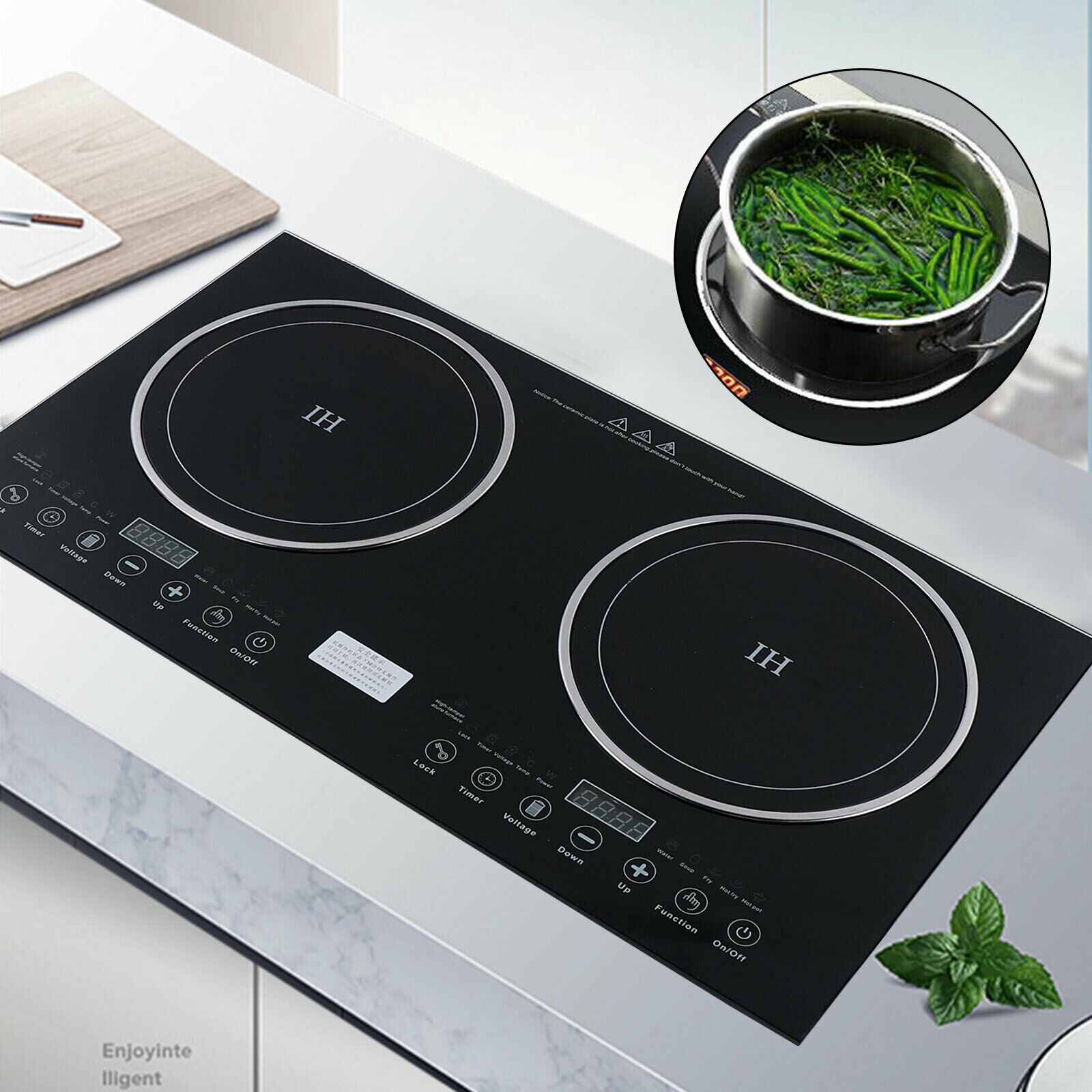 110V Touch Induction Cooktop Countertop Cooker 2 Burner Stove 8 Gear Firepower - Fresh Stock Dated February 2026
