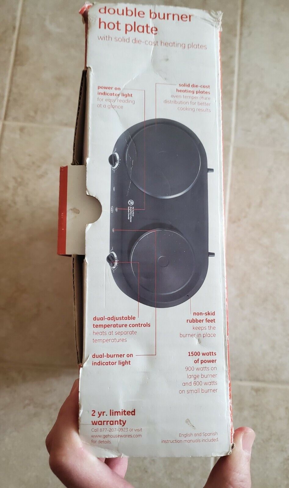 General Electric Dual Burner Hot Plate Model 169214 - Fresh Stock Dated February 2026