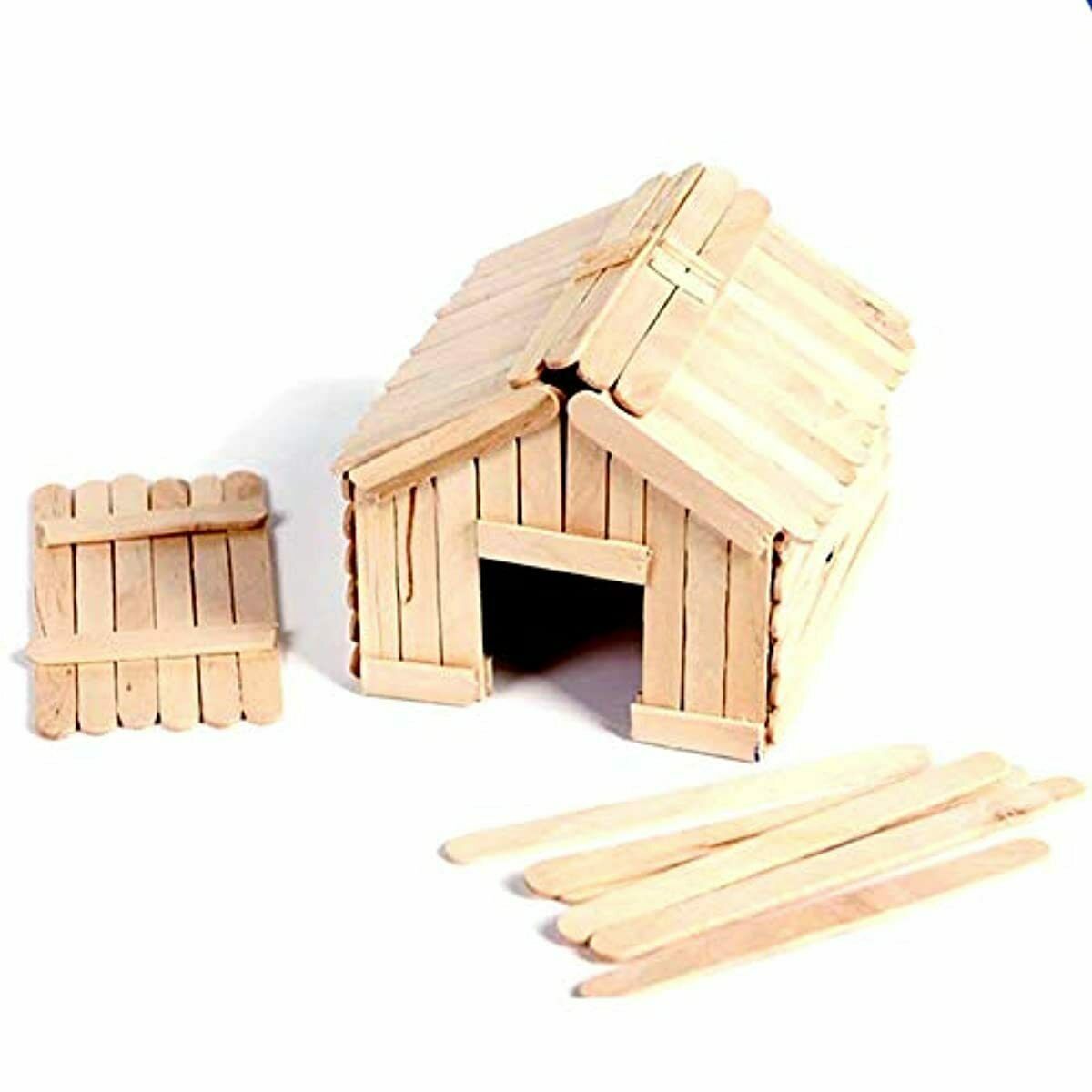 200 PCS Craft Sticks Popsicle Ice Pop Ice Cream Sticks Natural Wooden 4-1/2