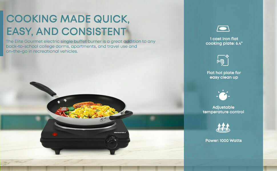 Portable Electric Single Burner Hot Plate Stove Travel Cook Countertop 1000W - Fresh Stock Dated February 2026