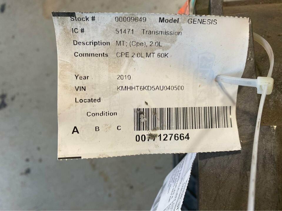 Manual Transmission Coupe 2.0L Fits 09-12 GENESIS 6 SIX speed Hyundai - Fresh Stock Dated December 2025