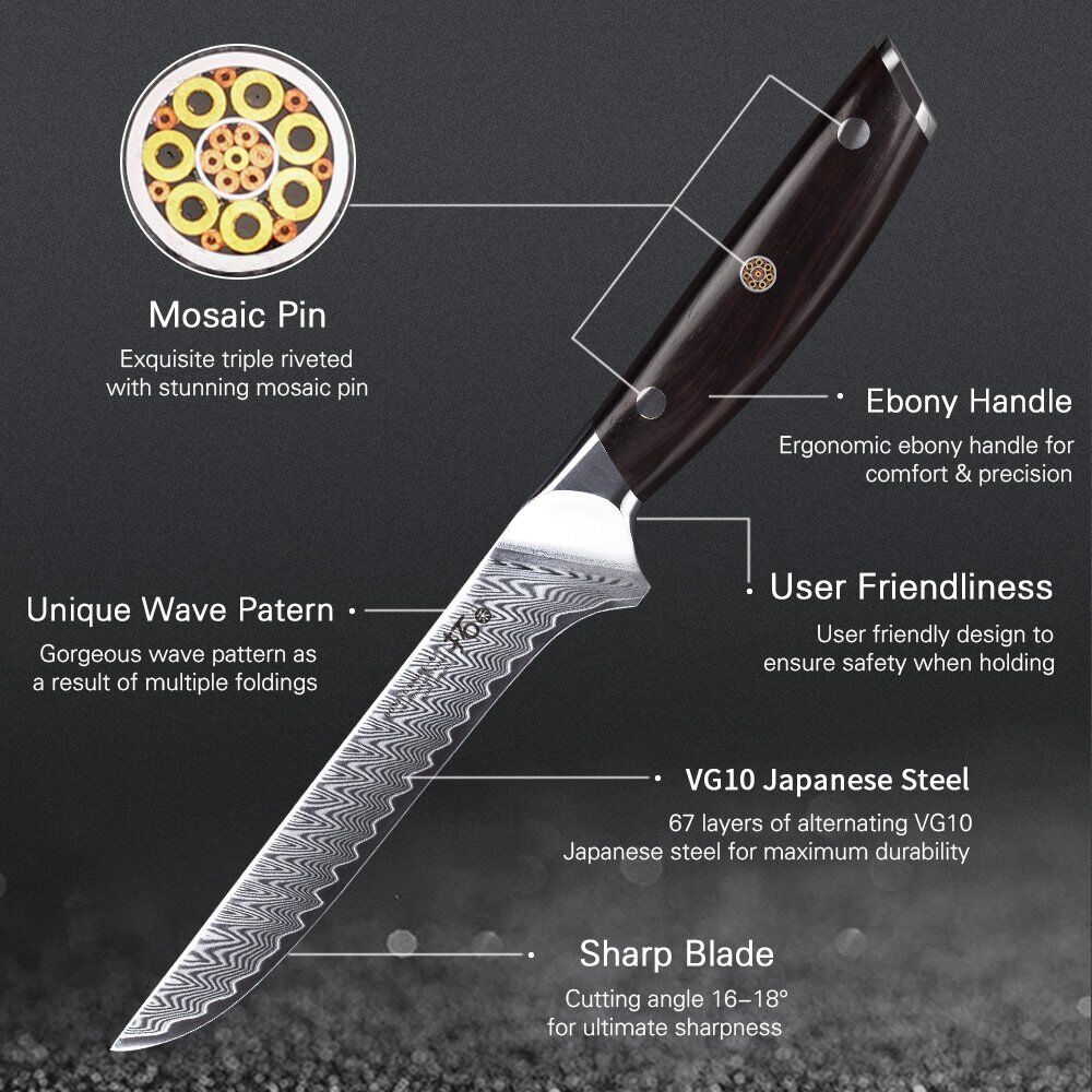 8Pcs TURWHO Kitchen Chef Knife Santoku Bread Japanese VG10 Damascus Steel Knife - Fresh Stock Dated January 2026