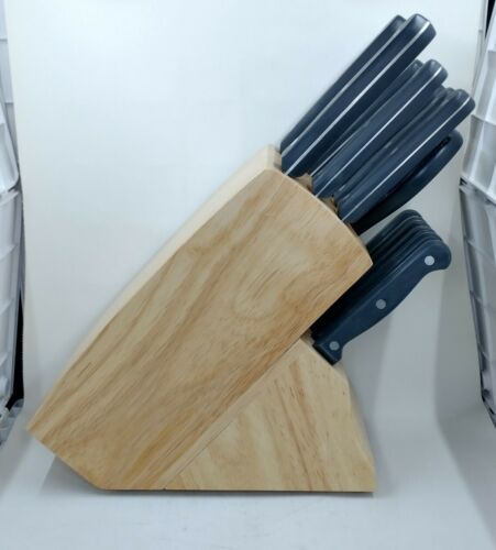 Chicago Cutlery Essentials 13 Piece Black Handle Knife Set W/ Wood Block - Fresh Stock Dated January 2026