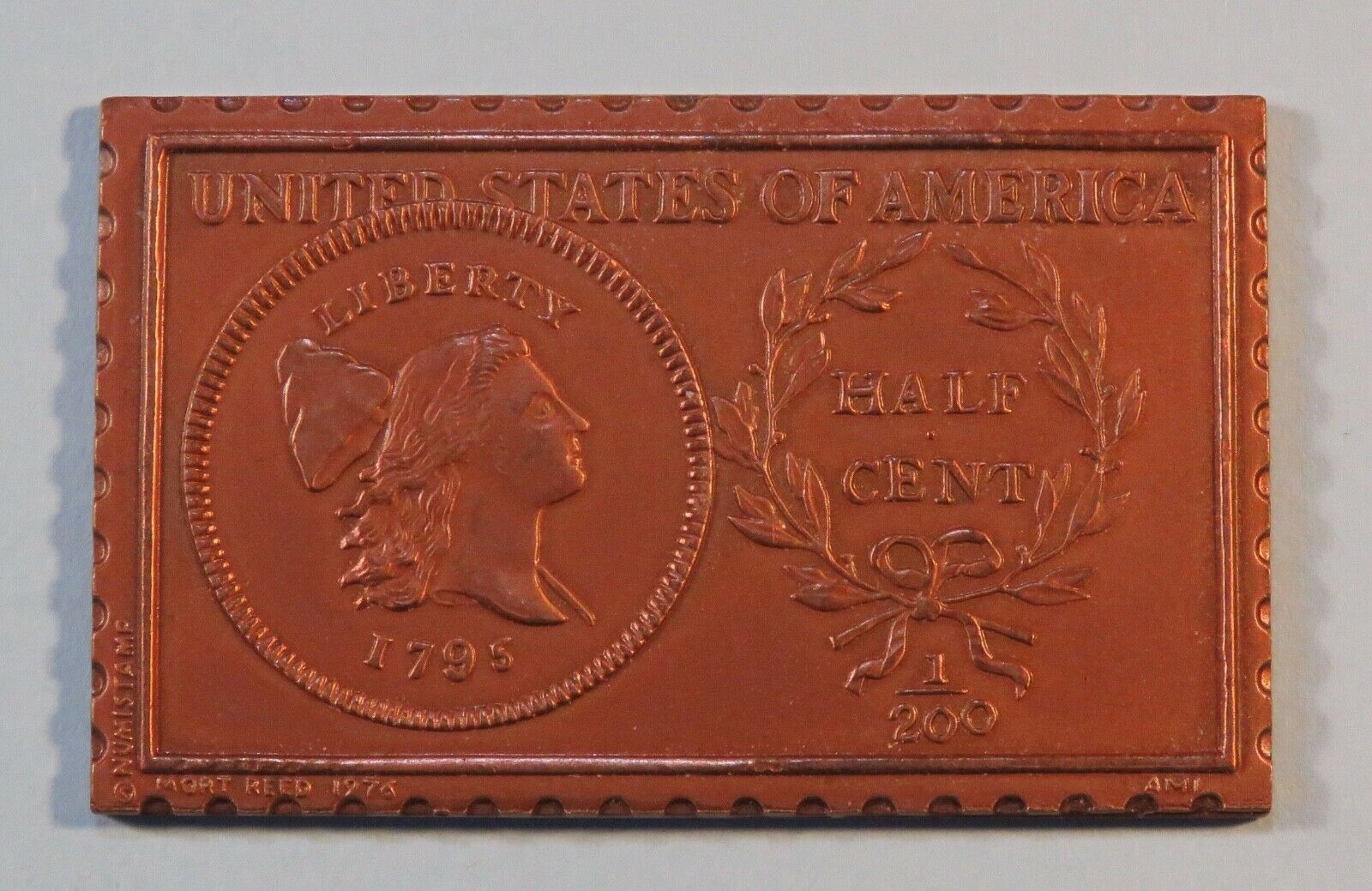 1795 United States Liberty Cap 1/2 Half Cent Numistamp Medal 1976 Mort Reed - Fresh Stock Dated December 2025