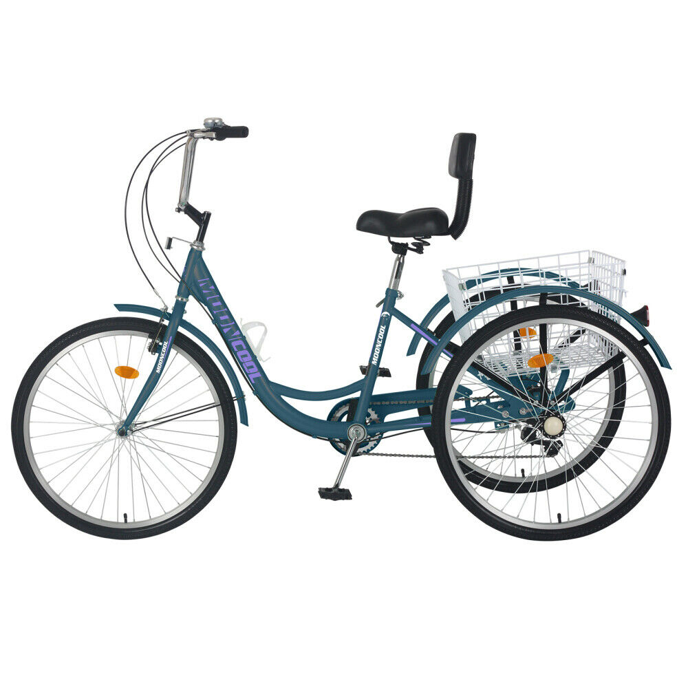 Adults/Seniors Tricycle 7 Speed 24 inch 3 Wheels Bicycle Cruiser Trike w/ Basket - Fresh Stock Dated January 2026