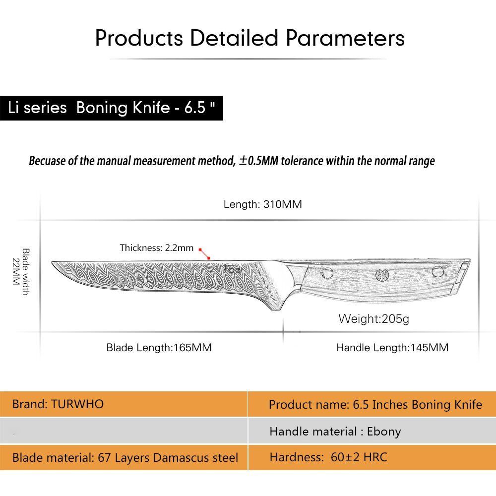 6Pcs TURWHO Chef Knife Set Japanese Damascus Steel Kitchen Knives + Knife Block - Fresh Stock Dated January 2026