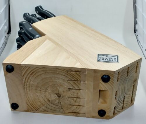 Chicago Cutlery Essentials 13 Piece Black Handle Knife Set W/ Wood Block - Fresh Stock Dated January 2026