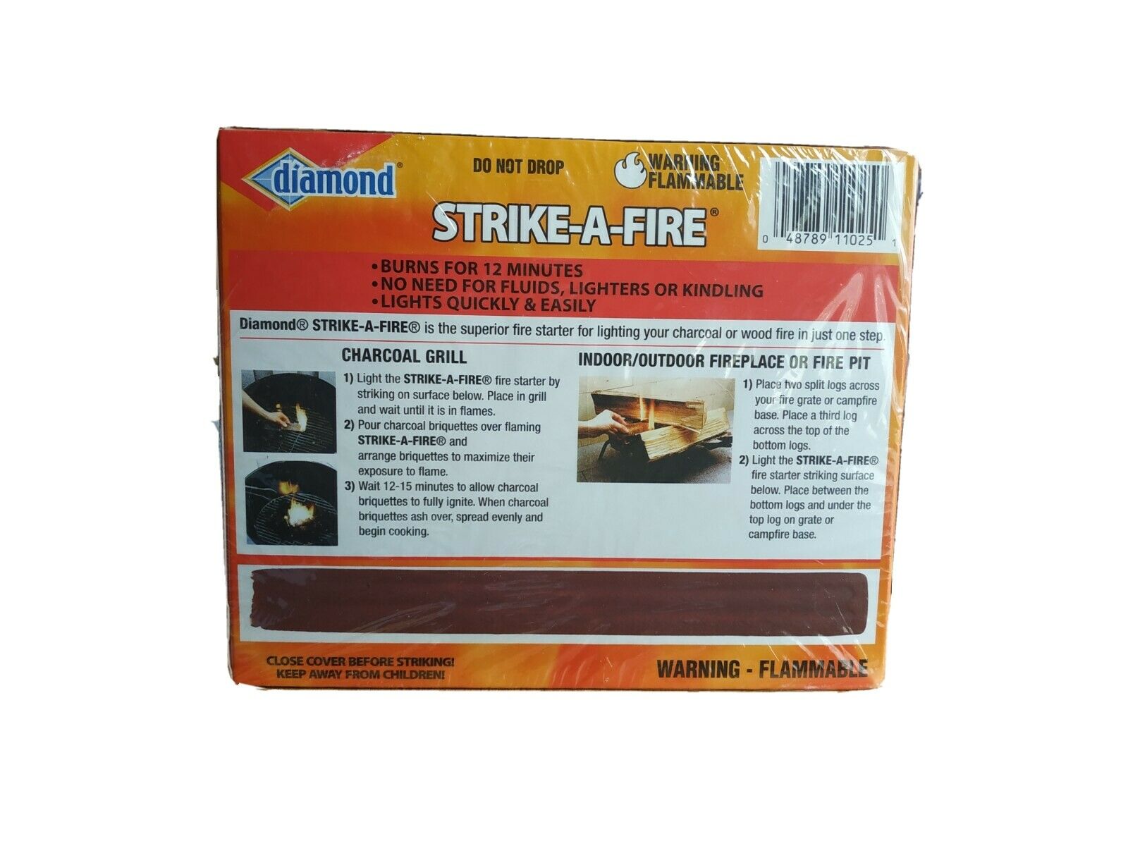 Diamond Strike-A-Fire Starter That Strikes Like a Match 48 Count Burns 12 min. - Fresh Stock Dated January 2026