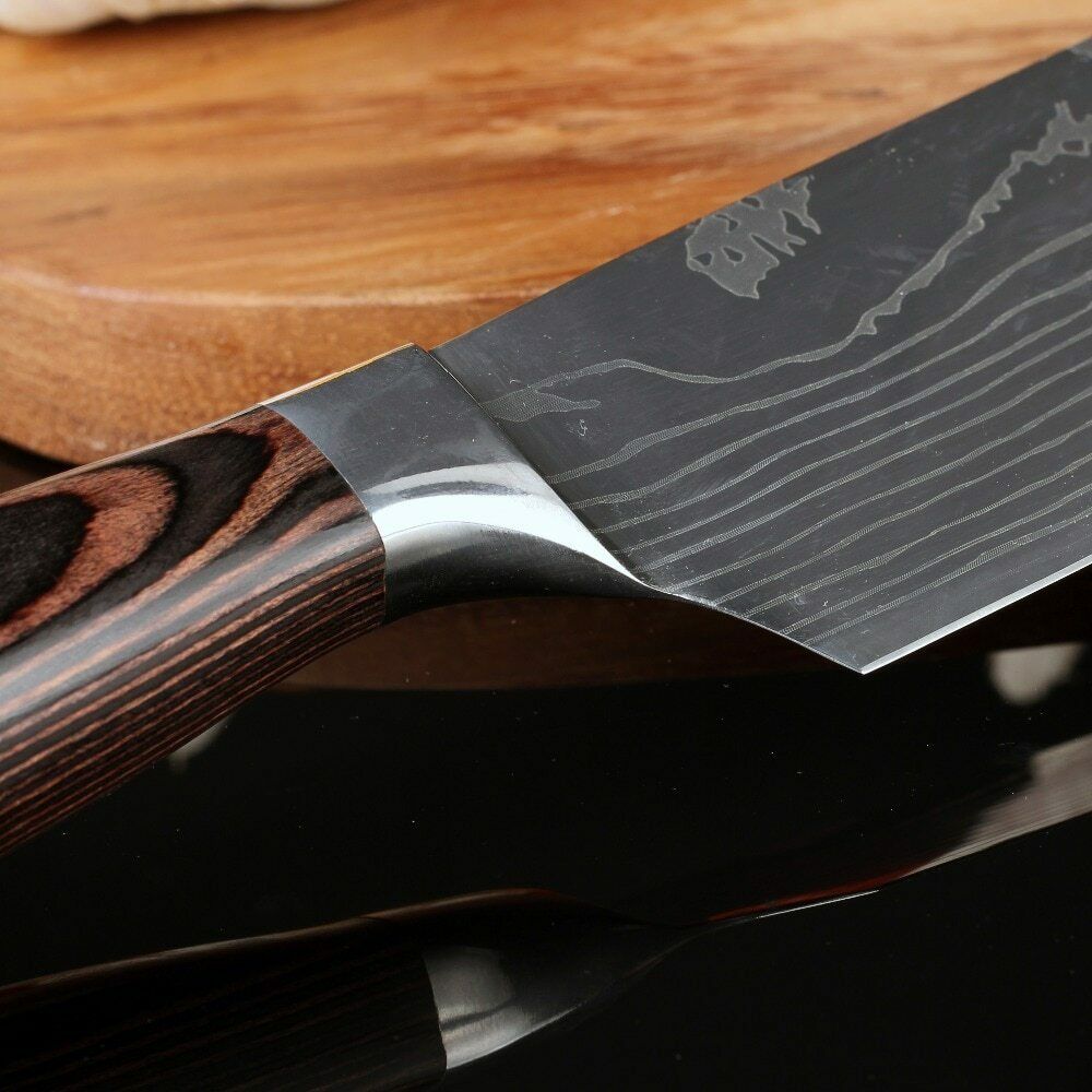 6 Pcs Kitchen Cook Knives Set Japanese Damascus Style Stainless Steel Chef Knife - Fresh Stock Dated January 2026